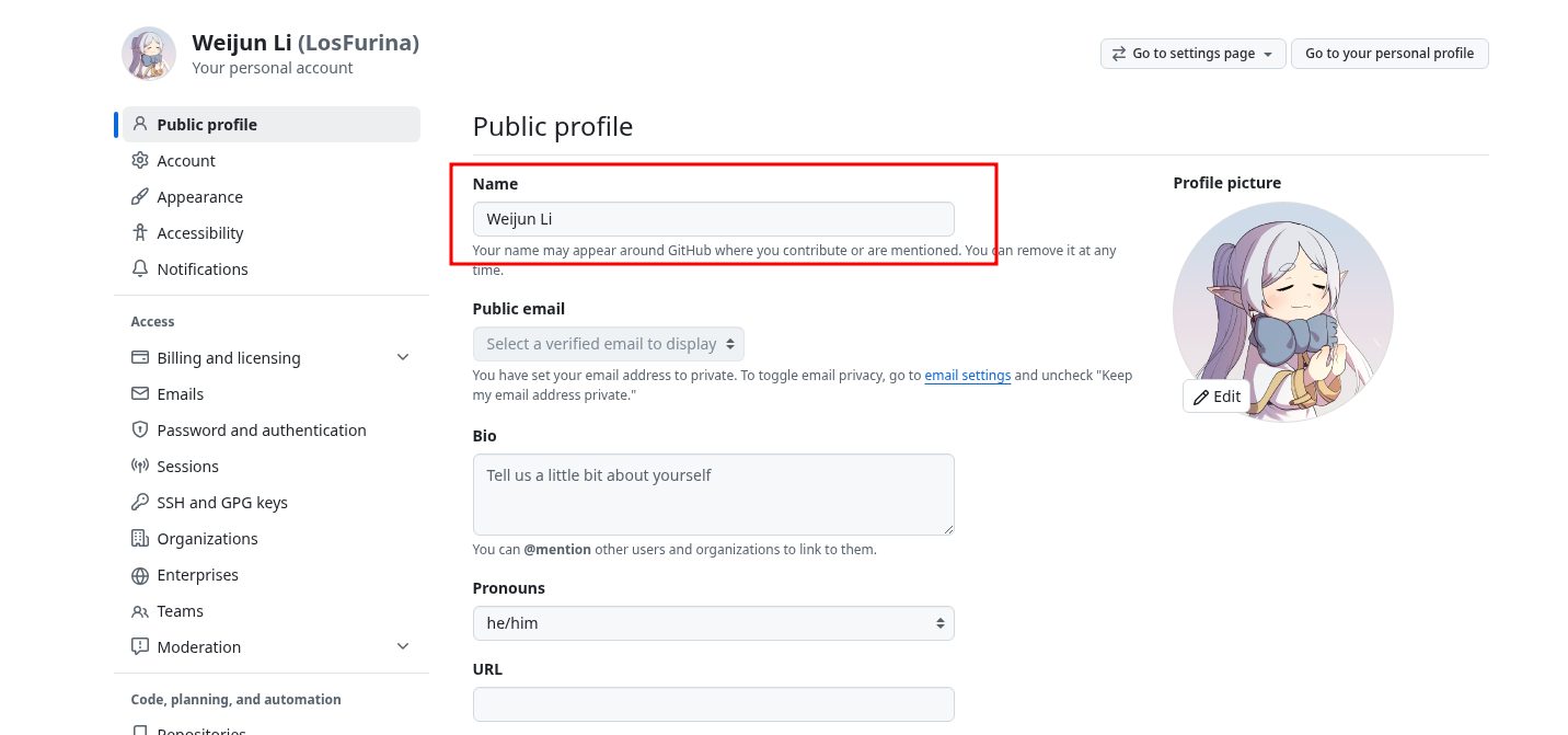 Standardized GitHub Nickname