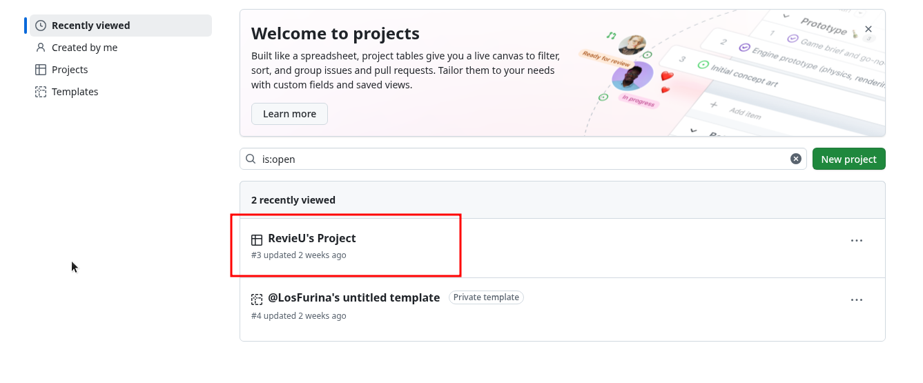 Where is GitHub Project