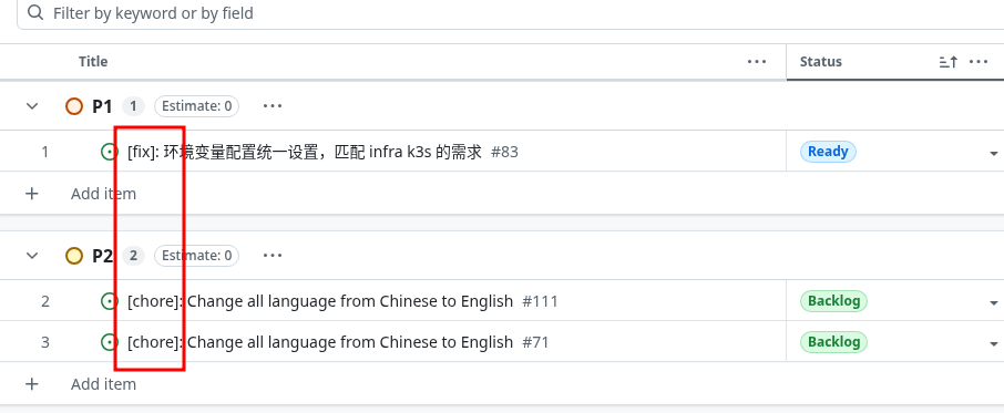 Branch type in GitHub Project